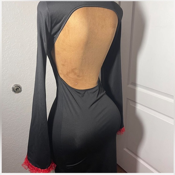 Black Gothic Dress with Red Trim M - Picture 3 of 8